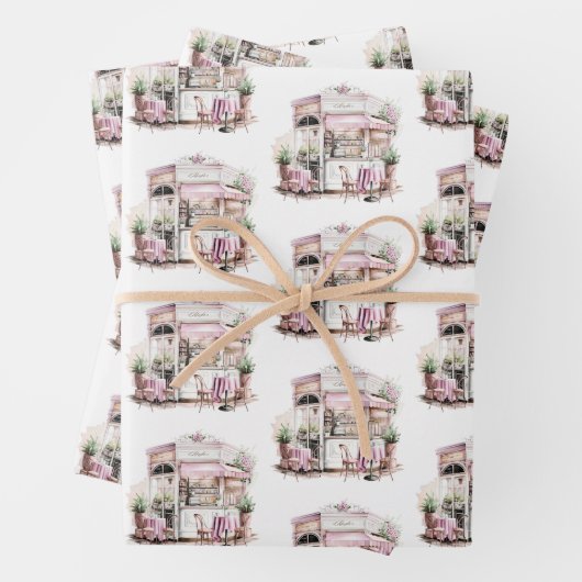 美的フランスのカフェ、ヴィンテージ、 ラッピングペーパーシート (インサイチュ)