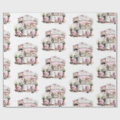 美的フランスのカフェ、ヴィンテージ、 ラッピングペーパー (フラット)