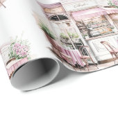 美的フランスのカフェ、ヴィンテージ、 ラッピングペーパー (ロールコーナー)