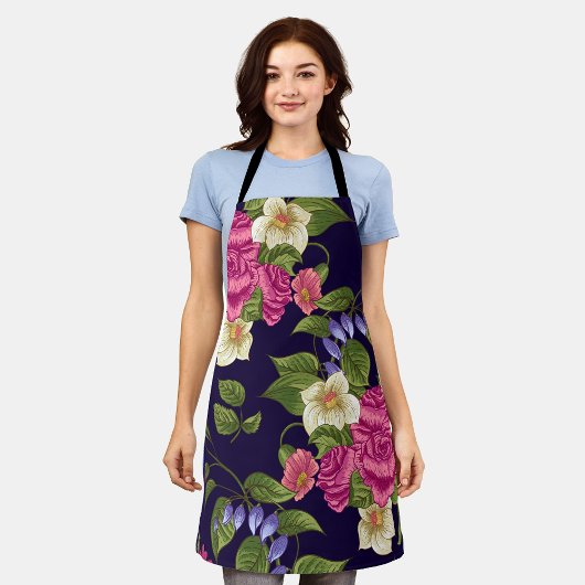 美的フローラのシームレスなパターン エプロン