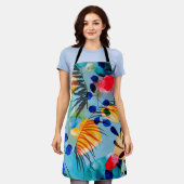 美的フローラのシームレスなパターン エプロン (着用した状態)