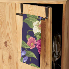 美的フローラのシームレスなパターン キッチンタオル