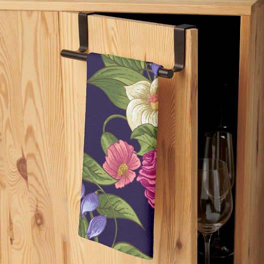 美的フローラのシームレスなパターン キッチンタオル