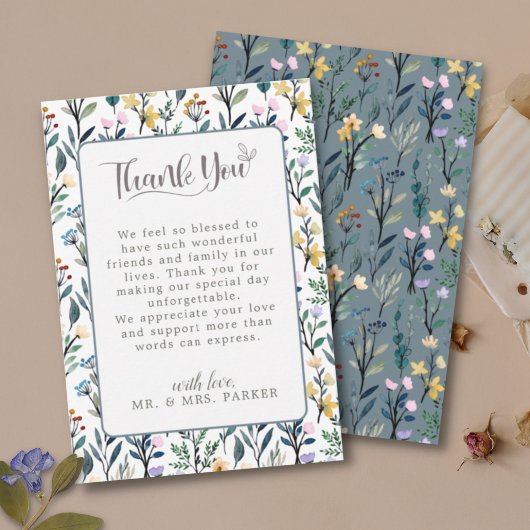 美的フローラハンドスク書リット結婚式 サンキューカード