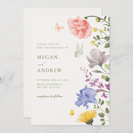 美的フローラ庭園の結婚式 招待状 (正面/裏面)