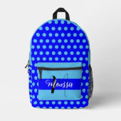 美的ブルーカラー – クールイニシャル名モノグラム プリントバックパック (正面)