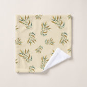 美的ボタニパターン金ゴールドと緑の枝 バスタオルセット (ウォッシュタオル)