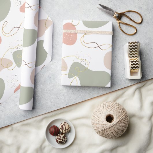 美的ボホ幾何オーガニック図形パターン2 ラッピングペーパー (クラフト)
