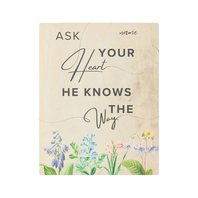 美的ミニマルフローラ書道引用文 メタルプリント (正面)