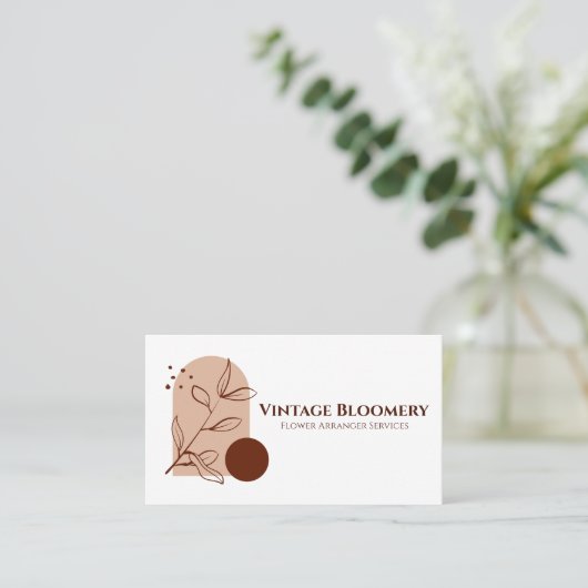 美的ミニマルモダンリスト自然フローラQRコード 名刺 (スタンド正面)