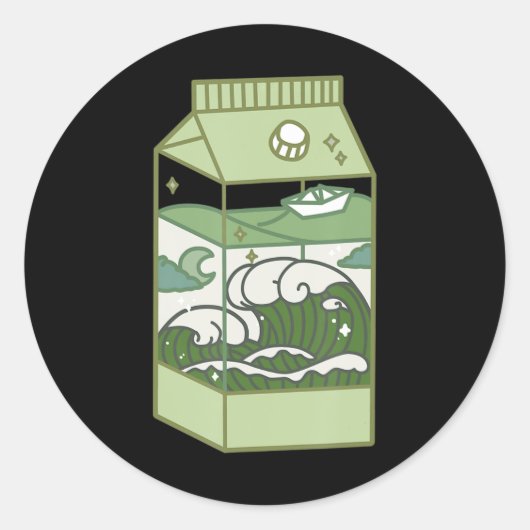 美的ミルクボックスのアートワークかわいいかわいいオタクアニメ ラウンドシール (正面)