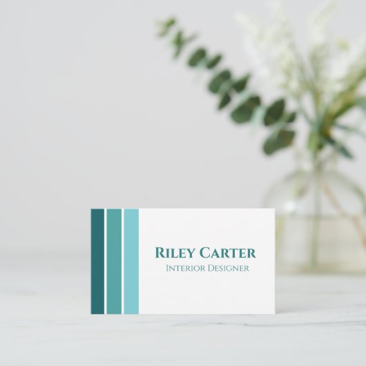 美的モダンターコイズホワイト編集可能デザイン 名刺 (スタンド正面)