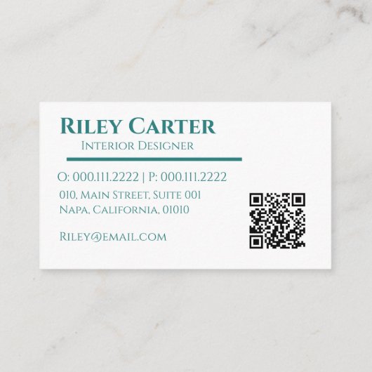 美的モダンターコイズホワイト編集可能デザイン 名刺 (裏面)