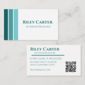 美的モダンターコイズホワイト編集可能デザイン 名刺 (正面/裏面)