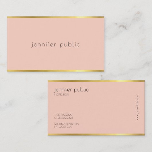 美的モダンデザインカラーエレガント金ゴールドクリーン 名刺 (正面/裏面)