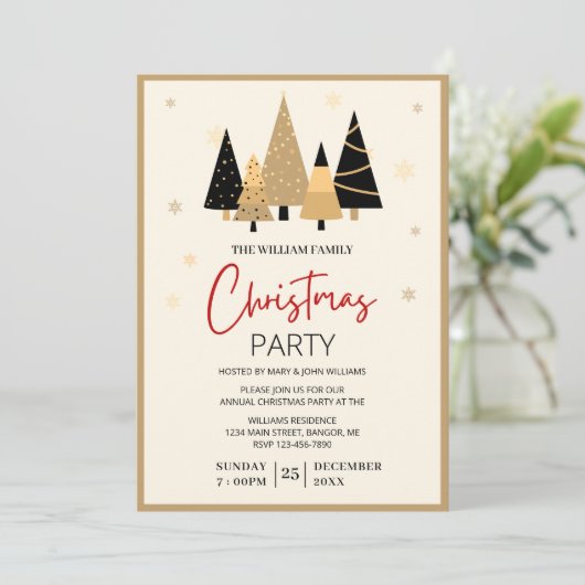 美的モダン家族クリスマスパーティー 招待状 (スタンド正面)