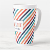 美的レトロストライプラインクカラフルリスマス カフェラテマグ (右アングル)