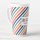 美的レトロストライプラインクカラフルリスマス カフェラテマグ (左アングル)