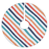 美的レトロストライプラインクカラフルリスマス ブラッシュドポリエステルツリースカート (正面)