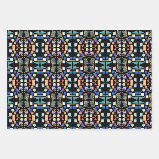 美的レトロヴィンテージジオメトリ抽象芸術パターン ラッピングペーパーシート (正面2)