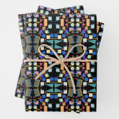 美的レトロヴィンテージジオメトリ抽象芸術パターン ラッピングペーパーシート (インサイチュ)