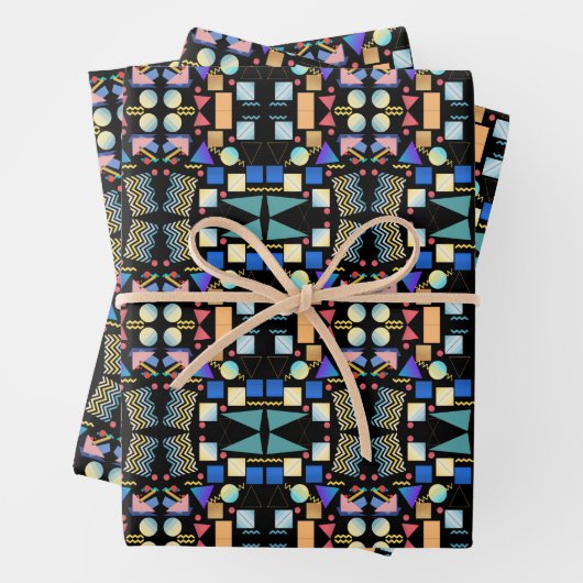 美的レトロヴィンテージジオメトリ抽象芸術パターン ラッピングペーパーシート (インサイチュ)