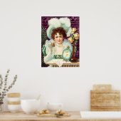 美的ヴィンテージ花付きクラシック女性 ポスター (キッチン)