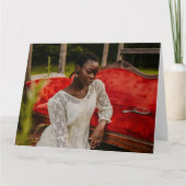 美的女性ポートレート折りグリーティングカード カード (正面)