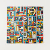 美的幾何カラフルパターン タペストリー (正面)