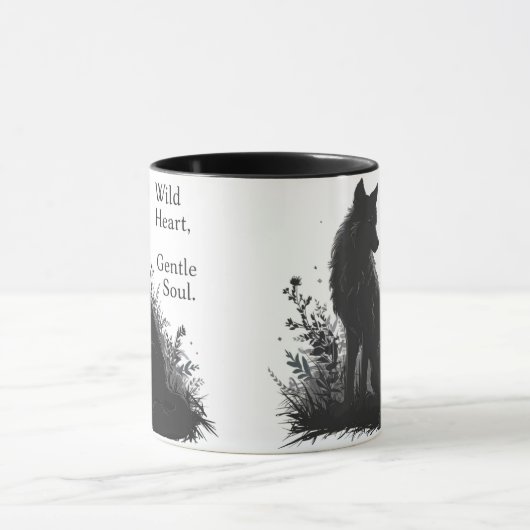 美的引用文マグ – 黒いオオカミtシャツ マグカップ (中央)