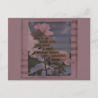美的引用文、バラ、女性ヴィンテージ、ロマンチック インビテーションポストカード