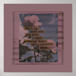 美的引用文、バラ、女性ヴィンテージ、ロマンチック ポスター