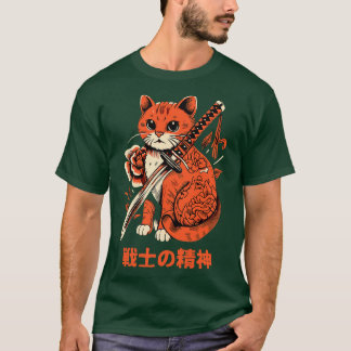 美的忍者キャットサムライ日本のア Tシャツ