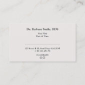 美的歯科医クリーンミニマルデンタルアポイントメント 名刺 (裏面)