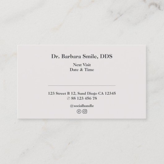 美的歯科医クリーンミニマルデンタルアポイントメント 名刺 (裏面)