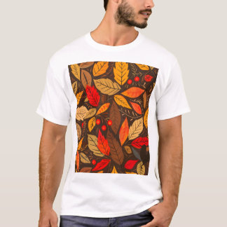 美的秋リーフのパターン Tシャツ