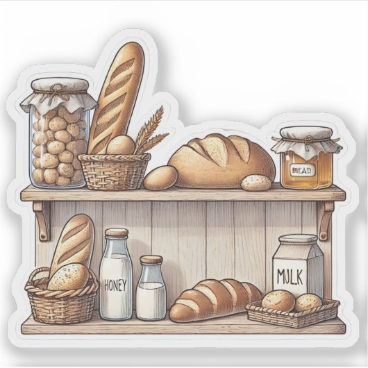 美的素朴パンの棚 シール (正面)