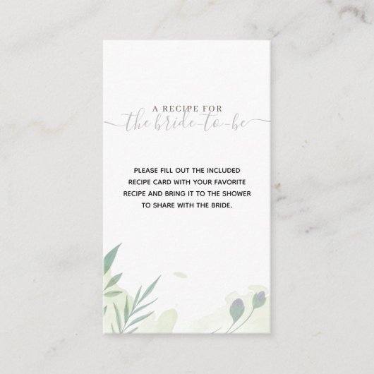 美的素朴フローラブライダルシャワーレシピ エンクロージャーカード (正面)