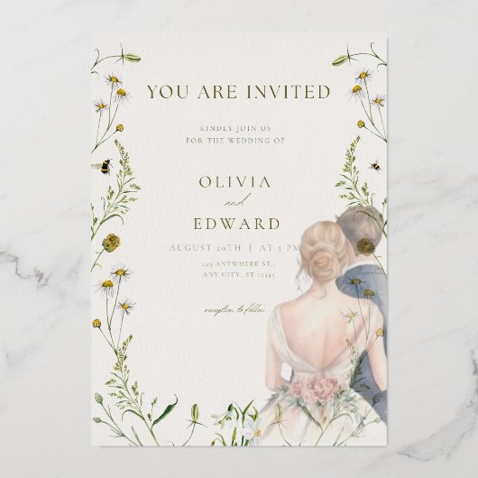 美的結婚式招待状カード 箔招待状 (正面)