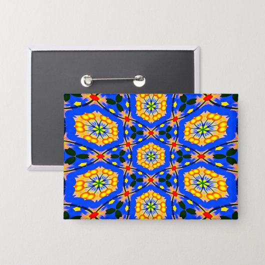 美的花柄 缶バッジ (正面/裏面)