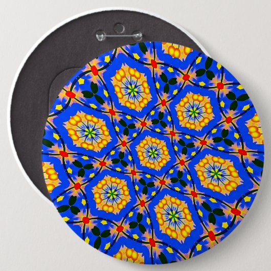 美的花柄 缶バッジ (正面&裏面)