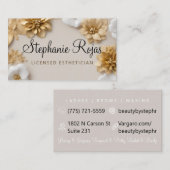美的金ゴールド+白い花の名刺 名刺 (正面/裏面)
