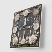 美祝しい1周年記念の瞬間 スクエア壁時計 (傾斜)