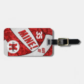 美祢！女子の赤白バレーボールチームカラー ラゲッジタグ (正面横)
