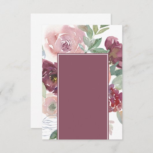 美空白のしいピンクとメイヴのフローラ結婚 招待状 (正面/裏面)