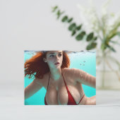 美紀はがき内の水泳赤毛女性 ポストカード (スタンド正面)
