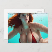 美紀はがき内の水泳赤毛女性 ポストカード (正面/裏面)