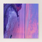 美素晴らししいピンク紫の海サンセット写真 ジグソーパズル (横)