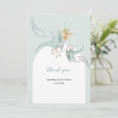 美素朴しいミントユーカリプトゥスウォーターカラーアート サンキューカード (スタンド正面)