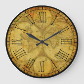 美素朴しいヴィンテージ旧世界地図 ラージ壁時計 (正面)